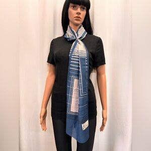 Vintage Karin Blue and White Geometric Scarf